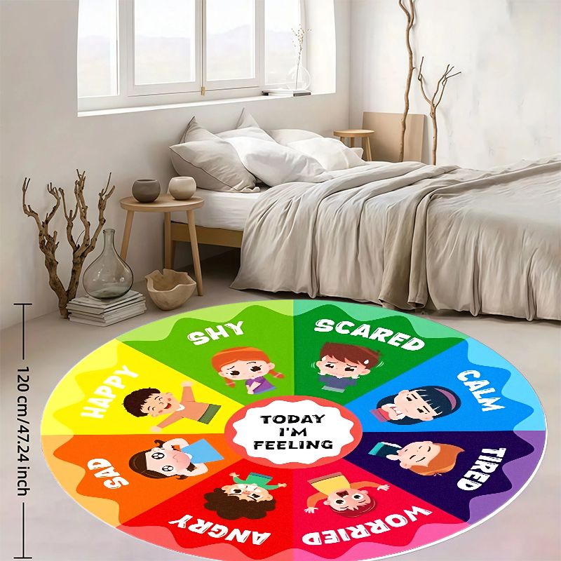 Emotion Wheel Kids Round Rug F - Kids Education Charts 리뷰 및 가격