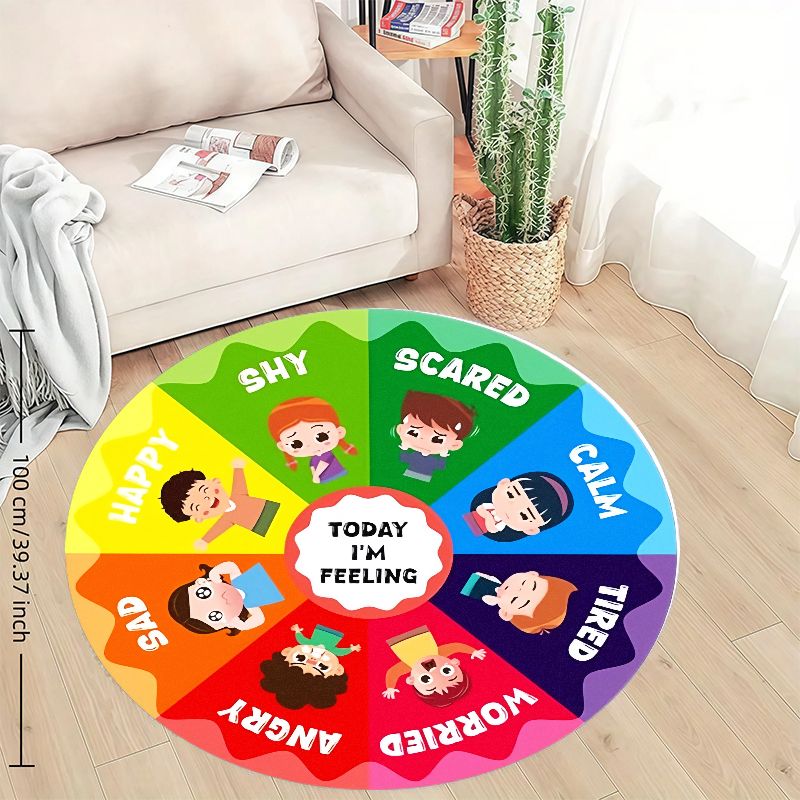 Emotion Wheel Kids Round Rug F - Kids Education Charts 리뷰 및 가격