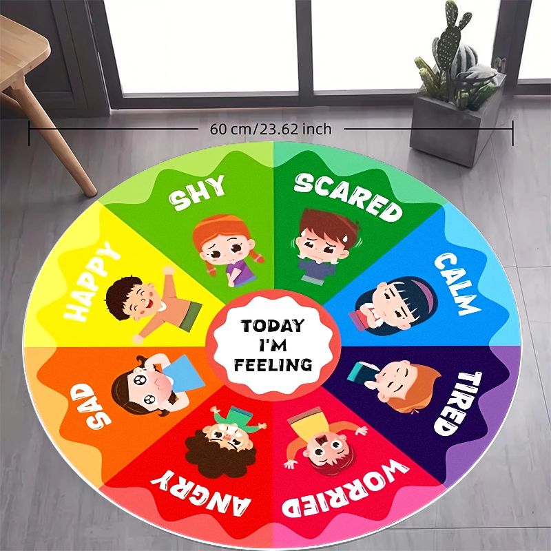 Emotion Wheel Kids Round Rug F - Kids Education Charts 리뷰 및 가격