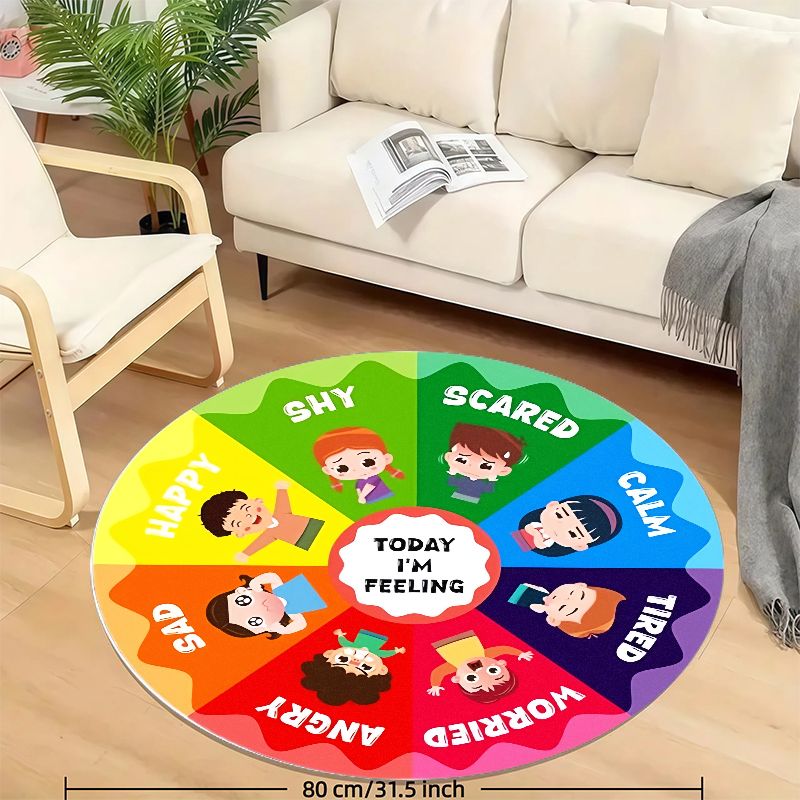 Emotion Wheel Kids Round Rug F - Kids Education Charts 리뷰 및 가격