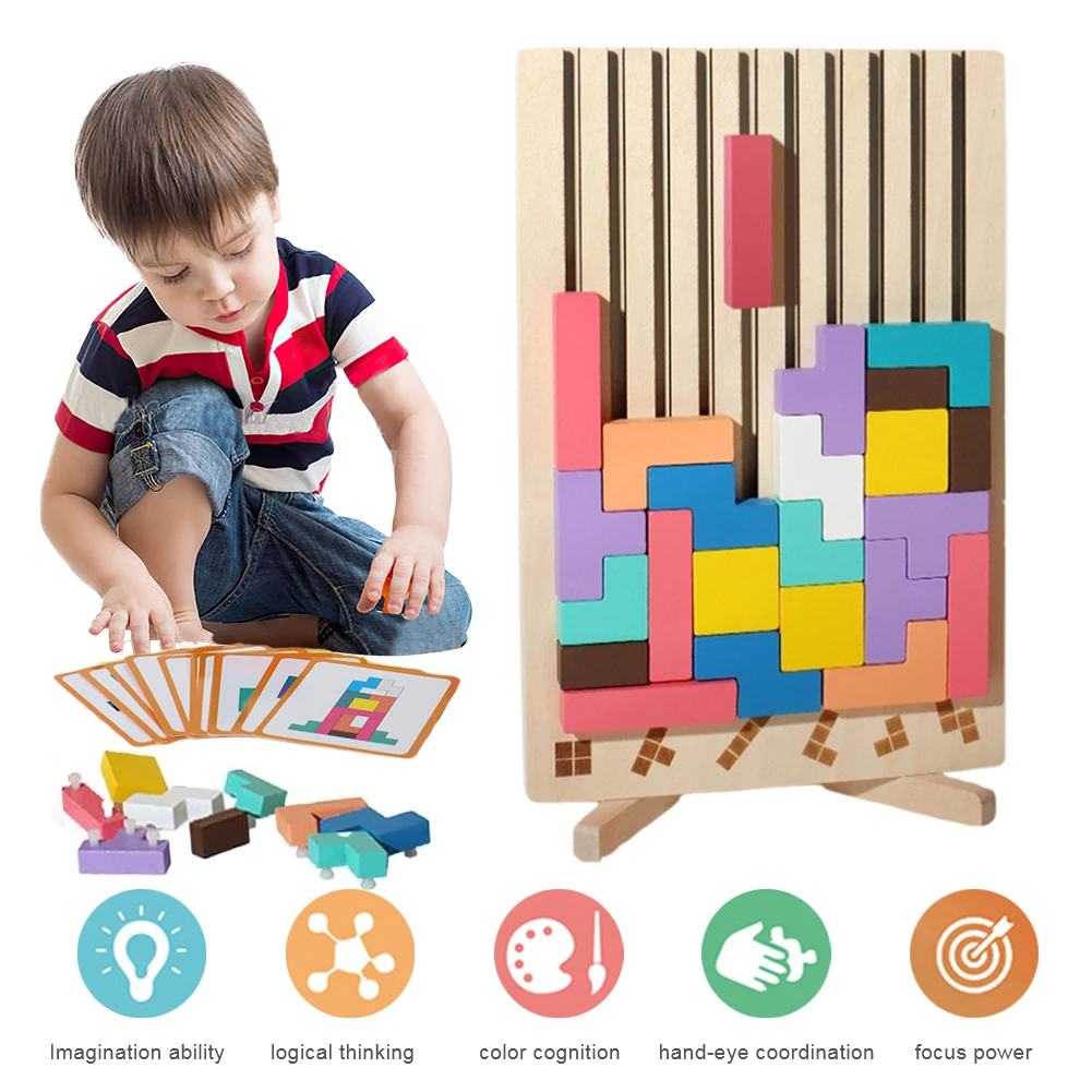 3D Wooden Tetris Puzzle - Kids - Kids Education Level 리뷰 및 가격