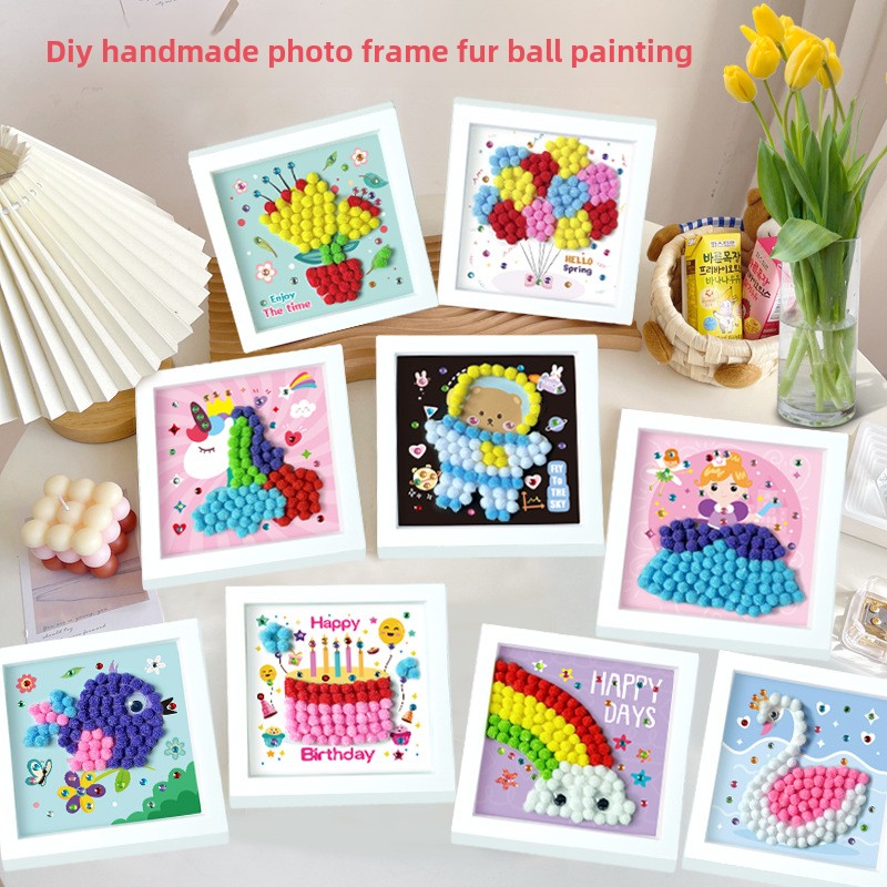DIY Kids Hairball Photo Frame  - Kids Early Education Photos 리뷰 및 가격